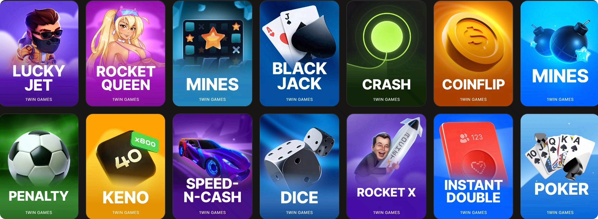 1WIN Games — Lucky Jet, краш-игры, Mines, блэкджек, покер