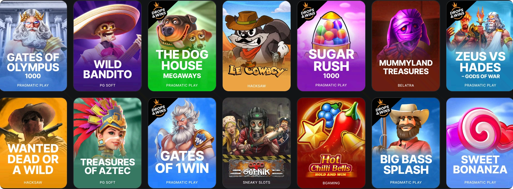 1WIN казино слоты — Gates of Olympus, Sweet Bonanza, лобби провайдеров